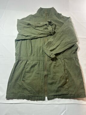 Olive Green Lightweight Zip-Front Jacket